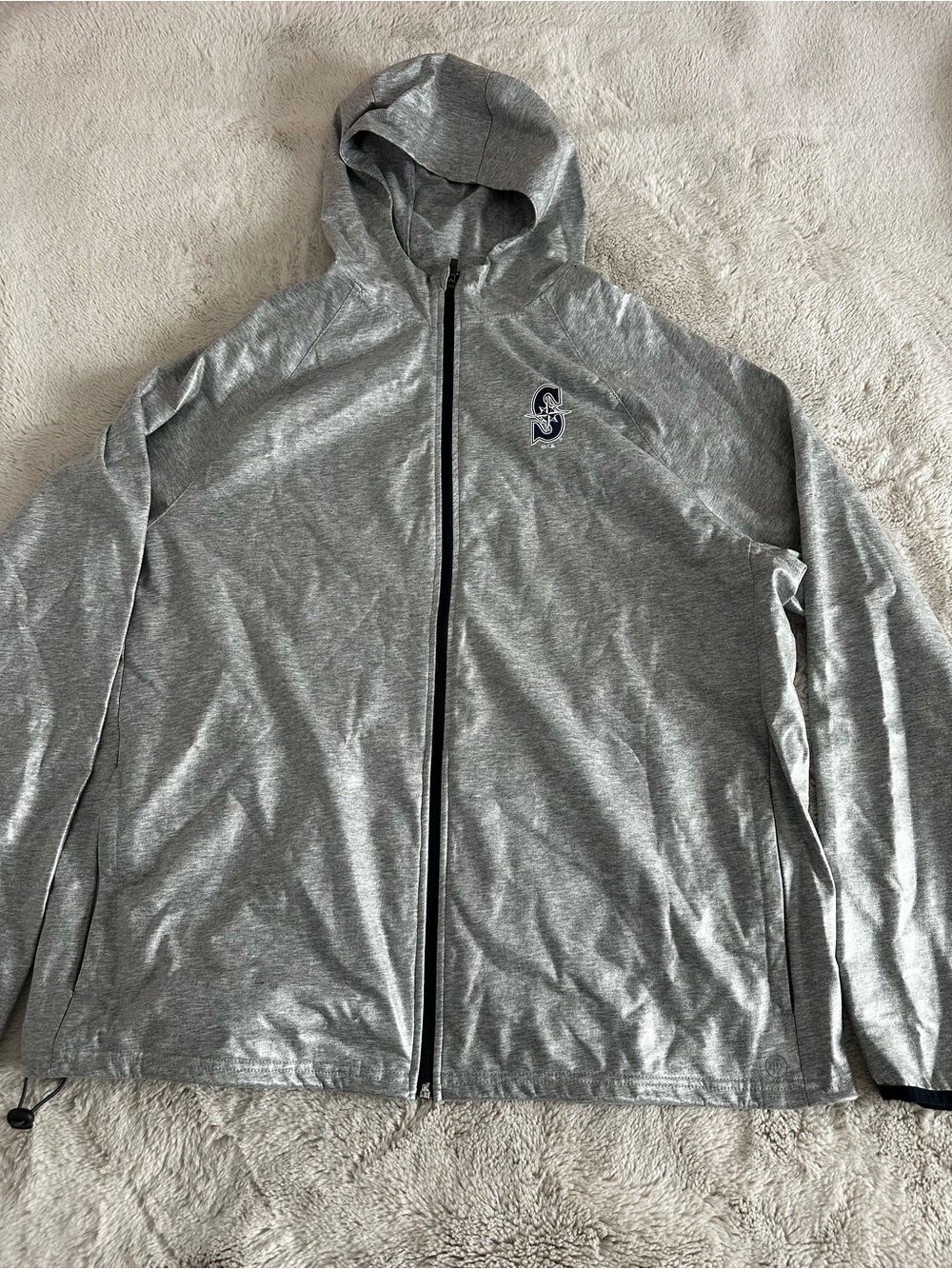47 Men's Light Grey Hooded Zip Jacket with Logo